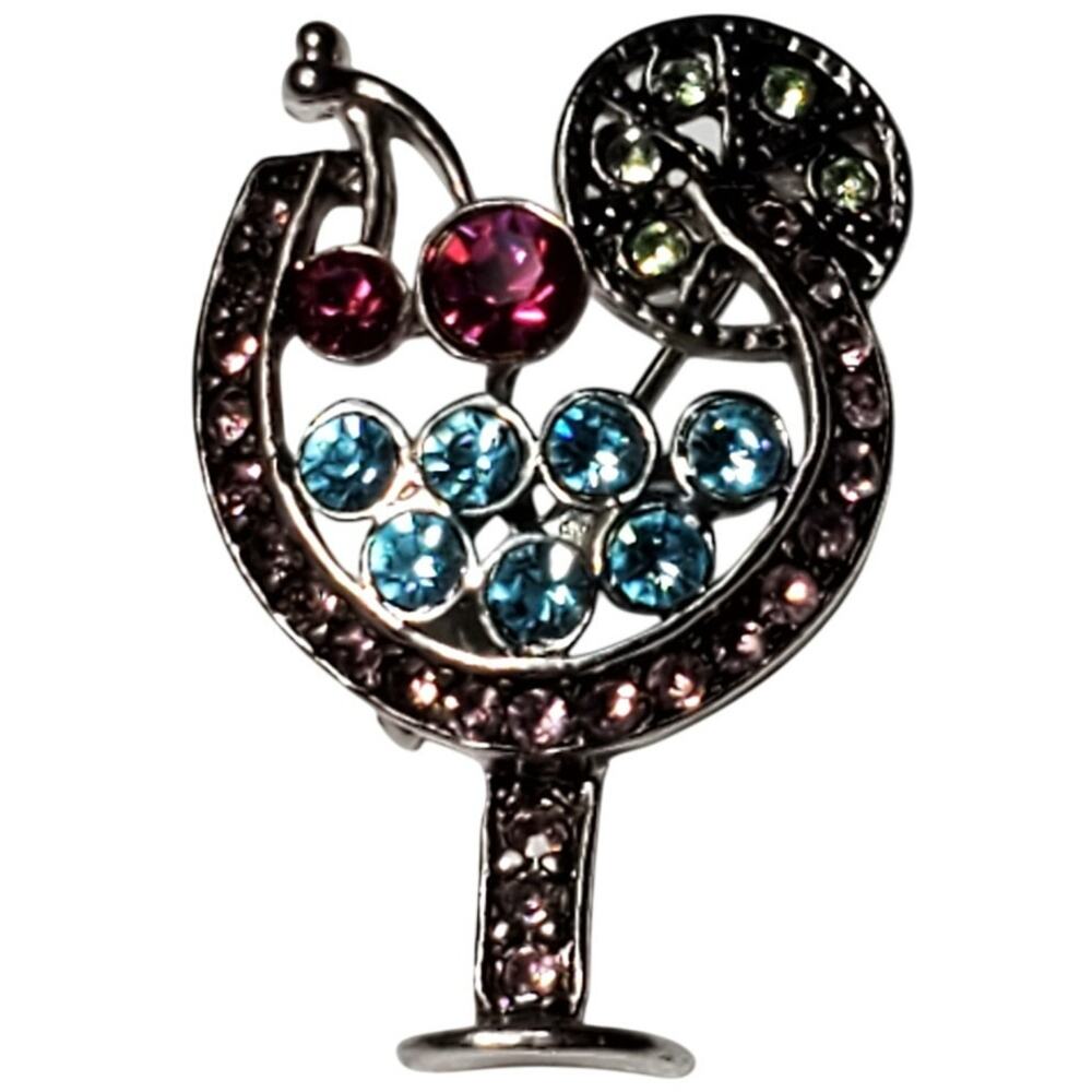 Rhinestone Margherita Scatter Brooch Pin Silver Tone 1.25" Vtg - Picture 2 of 4